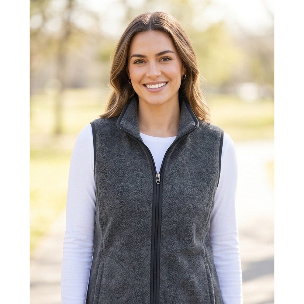 Just My Size Womens Plus 22/24 Fleece Vest Charcoal Gray Full Zip 2X Cozy Layer
